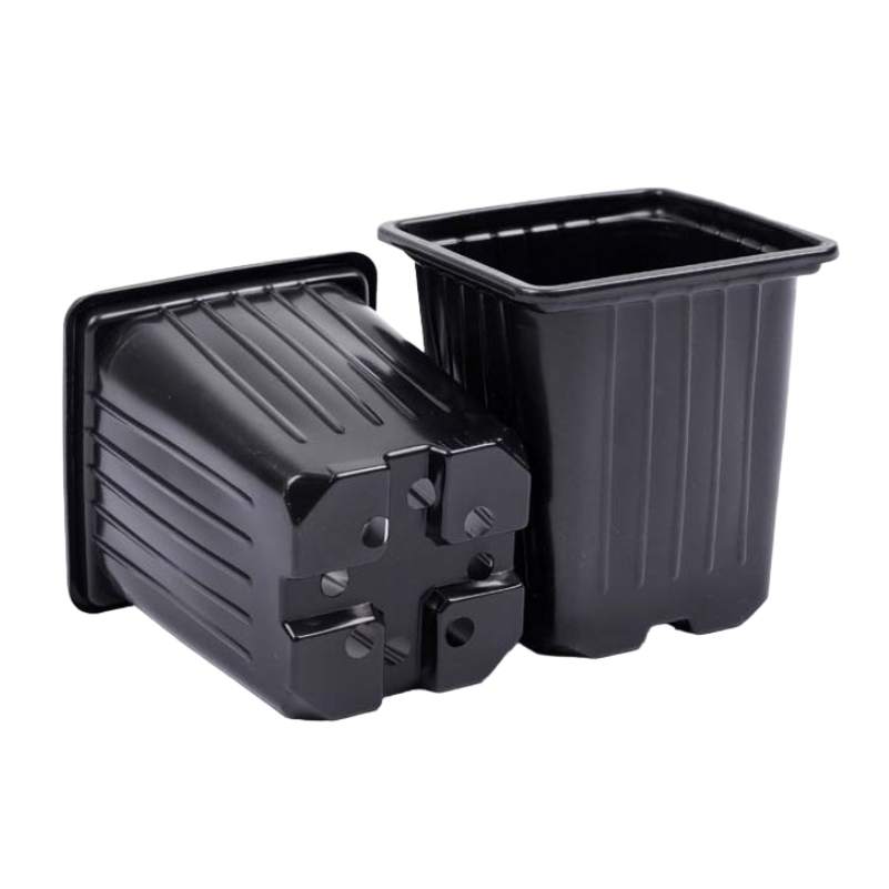 Горшок объем 0,55л, 9x9x10см,  твердый (литой) (20шт) стяжка