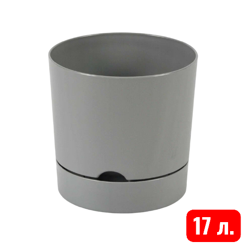 Гранд, D30, 17 л, серый  с поддоном цветочный горшок
