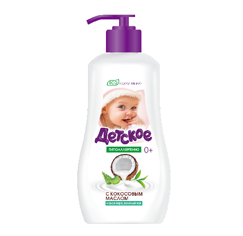 Крем-мыло жидкое Детское ЭКО кокос, алоэ вера, зеленый чай доз. 500 г