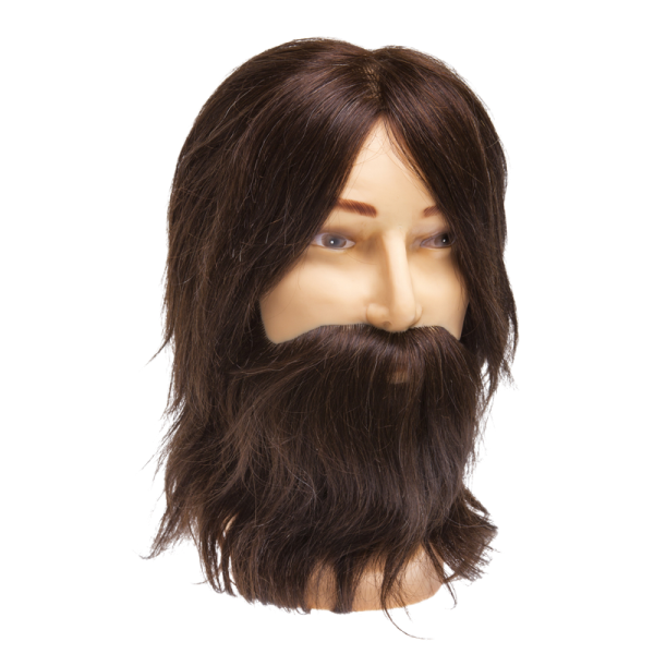 Голова учебная мужская DEWAL ШАТЕН, натуральные волосы с усами и бородой 20-35см (M-880BD-6) (90852)